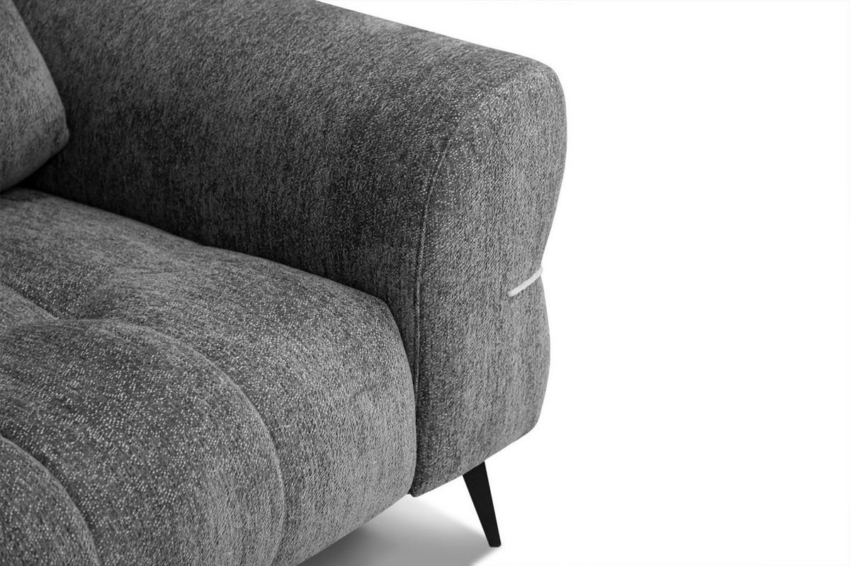 SOFA SALVINI 3-Sitzer, graphitfarben - Graphitfarben/Schwarz, Holzwerkstoff/Textil (176/88/99cm) - Wozimo