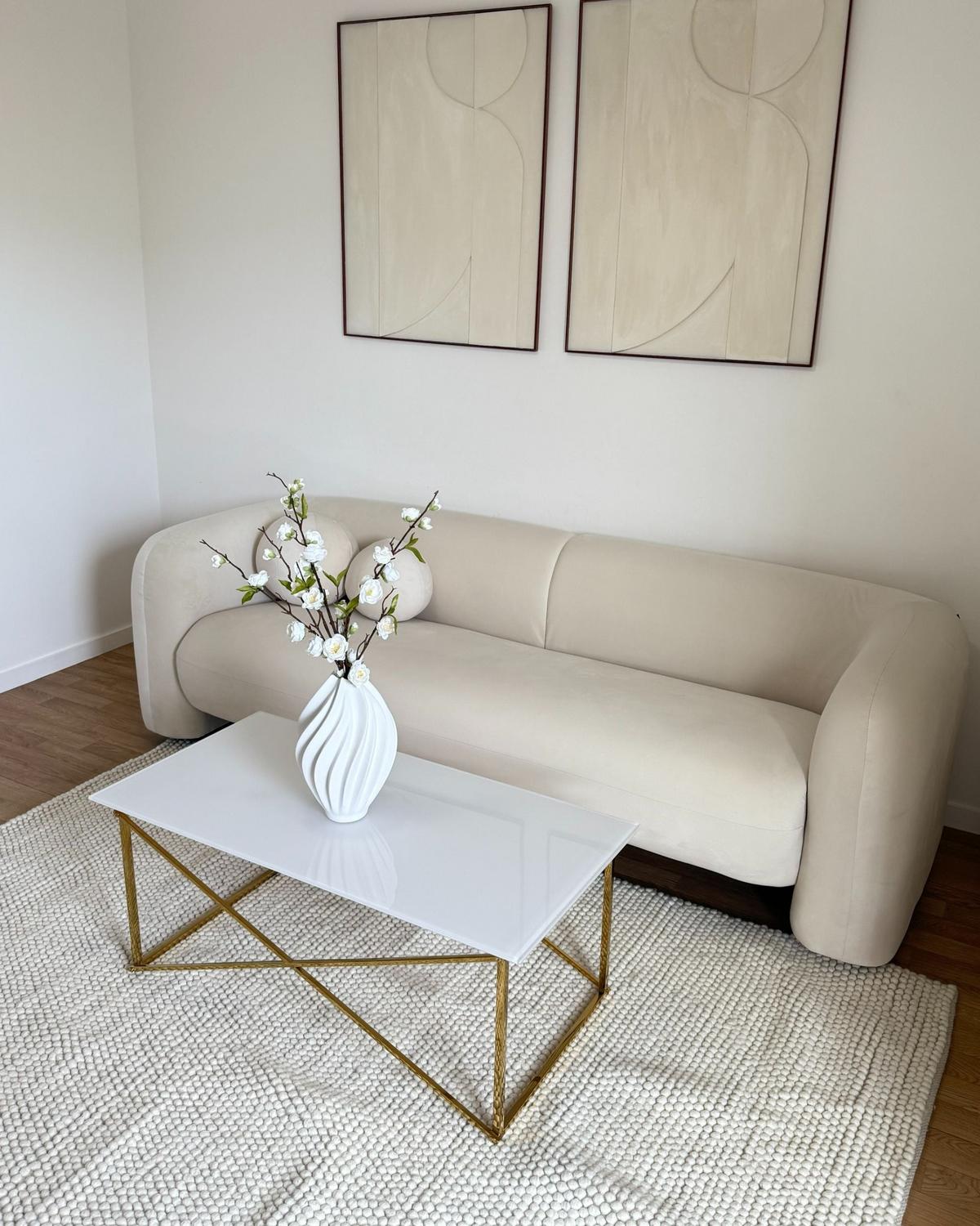 3-SITZER-SOFA Samtstoff cremeweiß Leiren - Weiß, Textil (224/73/83cm) - Beliani