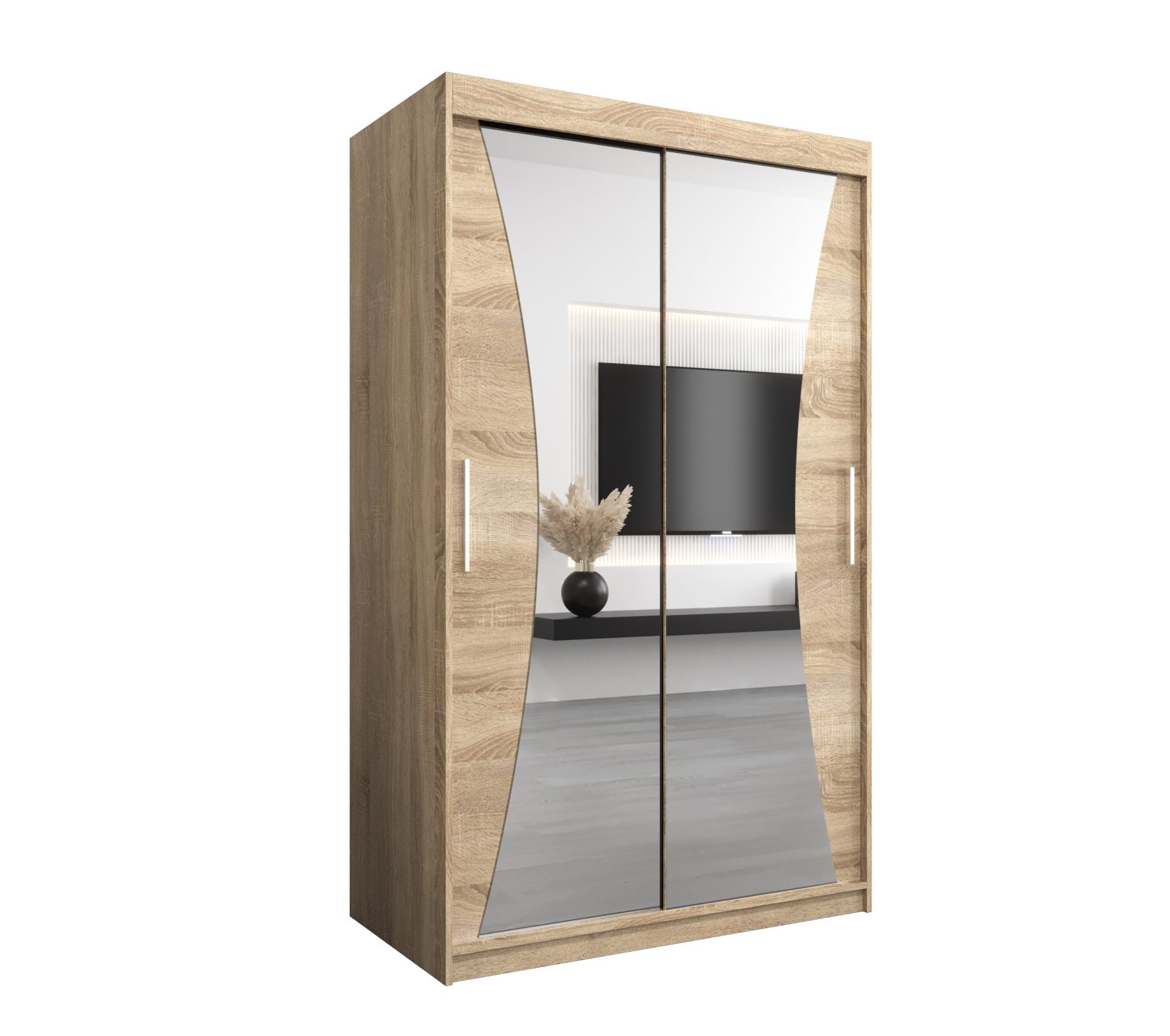 SCHWEBETÜRENSCHRANK 200/120/62 2-türig - Silberfarben/Sonoma Eiche, Holz/Kunststoff (120/200/62cm) - MÖBEL KRYSPOL