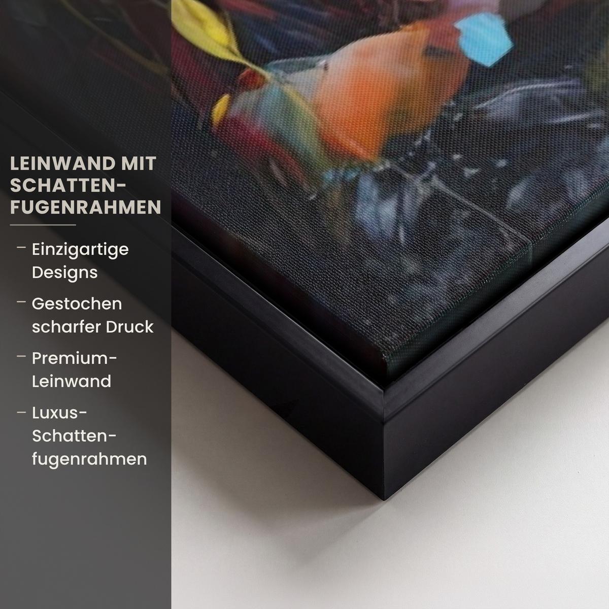 LEINWAND Bilder mit Rahmen - Blumen - Kunst - Natur - Ölgemälde - 90x60 - Multicolor, Textil (90/60cm) - MuchoWow