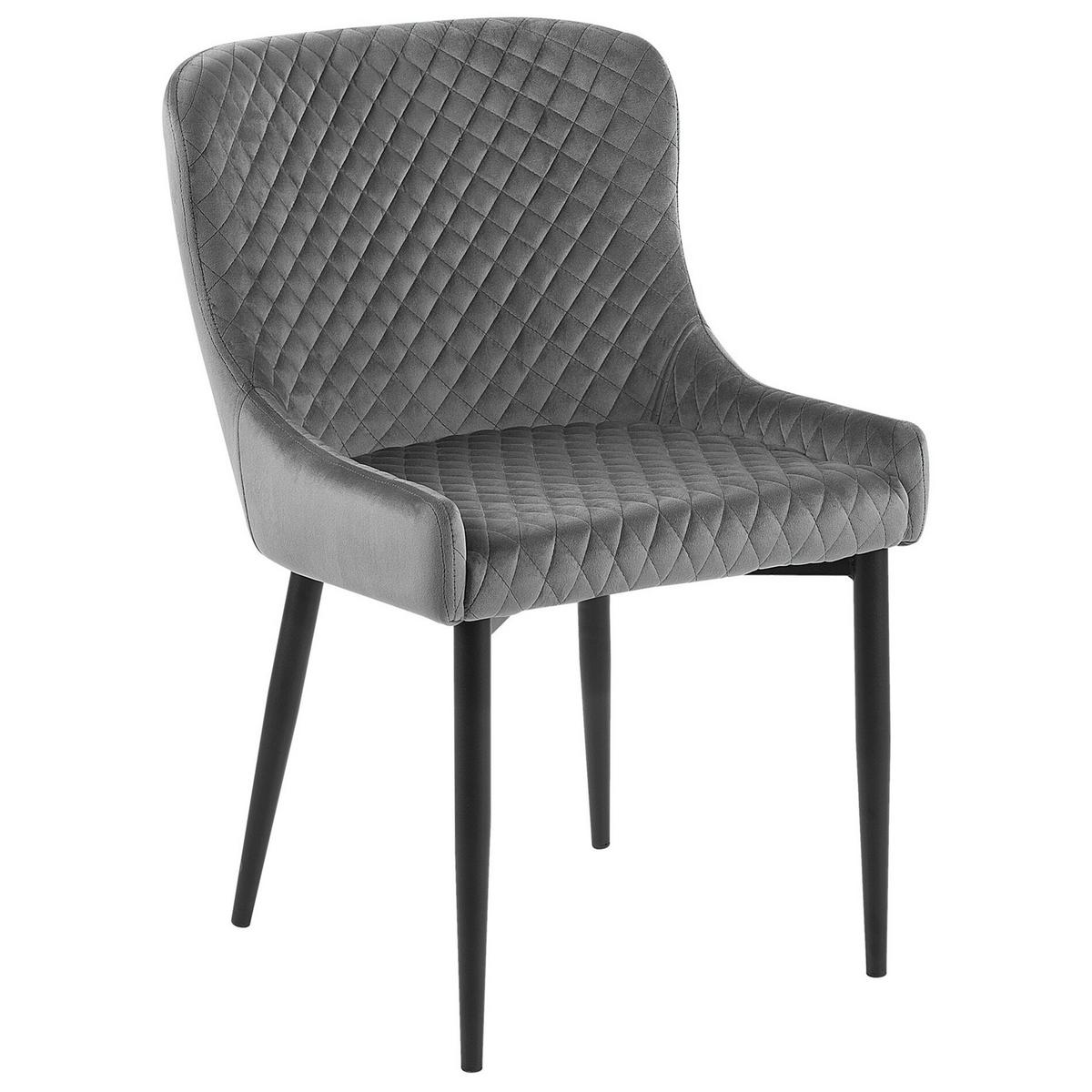 ESSZIMMERSTUHL 2er-Set Samtstoff Grau Solano - Grau, Textil/Metall (51/82/52cm) - Beliani