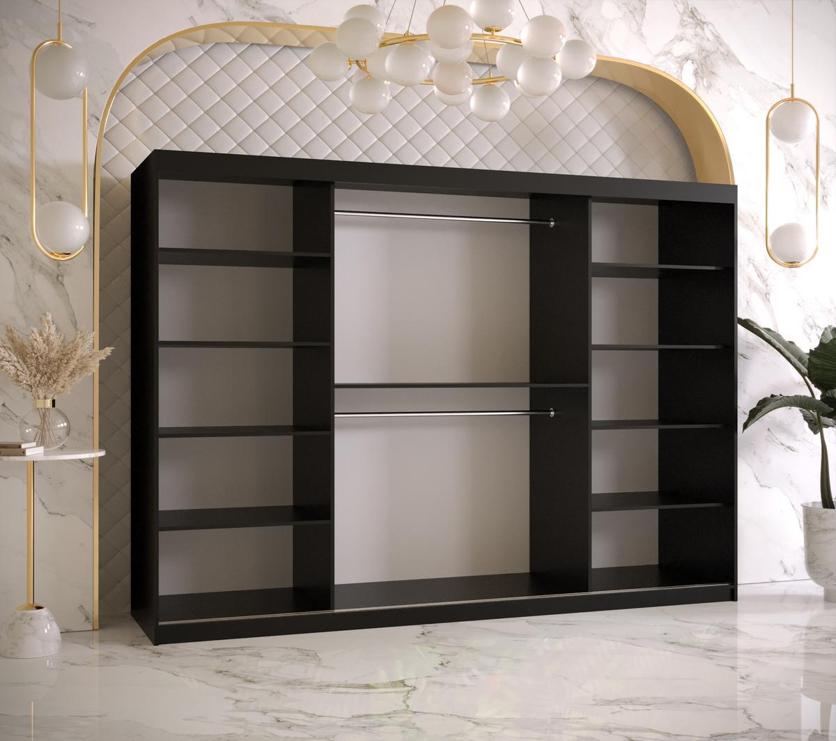 SCHWEBETÜRENSCHRANK 200/250/62 3-türig - Goldfarben/Schwarz, Holz/Kunststoff (250/200/62cm) - MÖBEL KRYSPOL