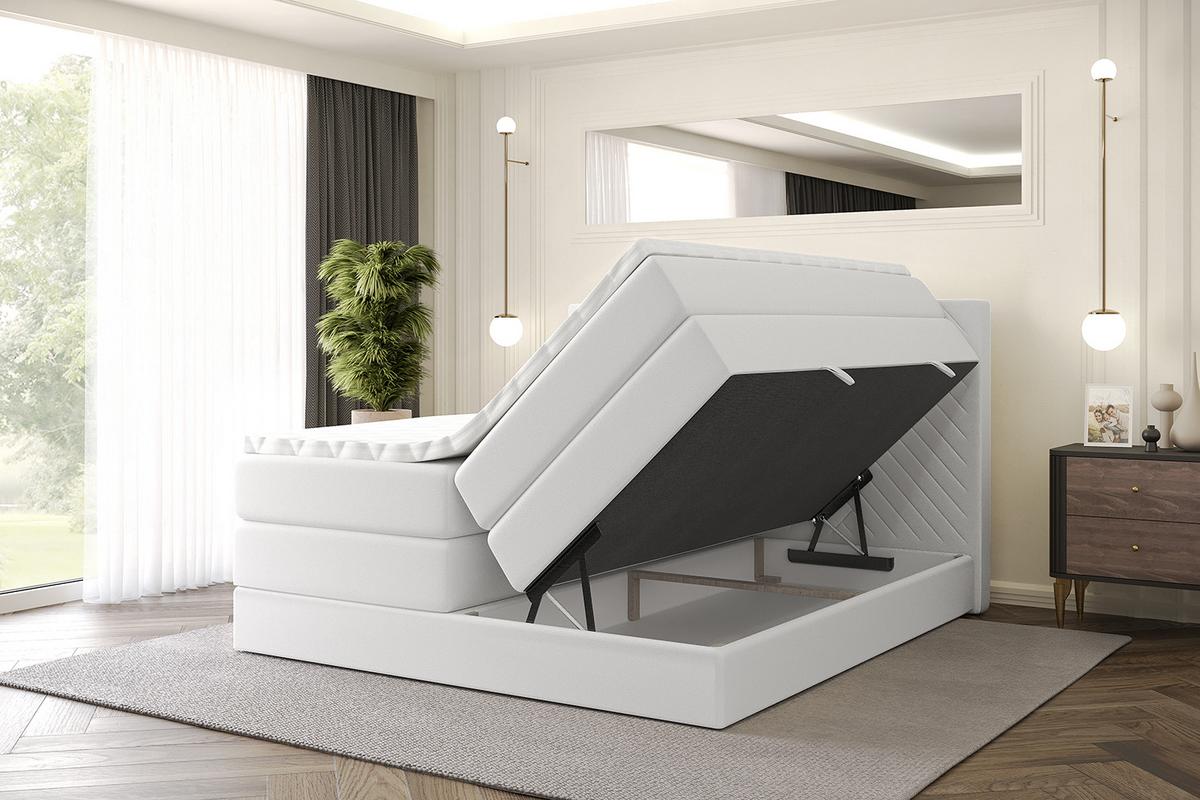 BOXSPRINGBETT mit Matratze H3|H4 und Lattenrost - VEXA KING-120x200 - Weiß - Weiß, Holzwerkstoff (120/200cm) - ALTDECOR