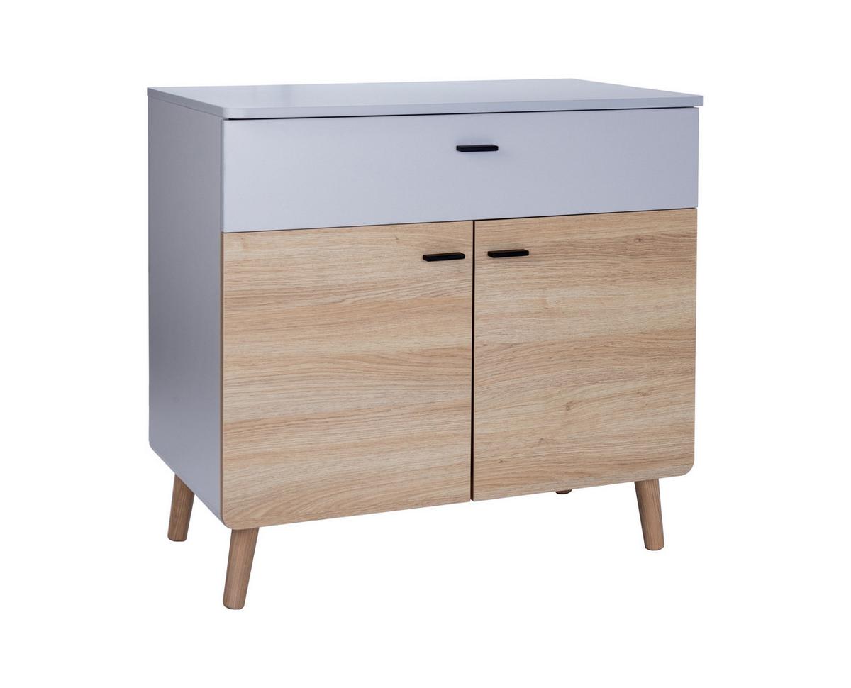WICKELKOMMODE Lovis - Eichefarben/Hellgrau, Holz/Holzwerkstoff (95/96/79cm) - arthur berndt