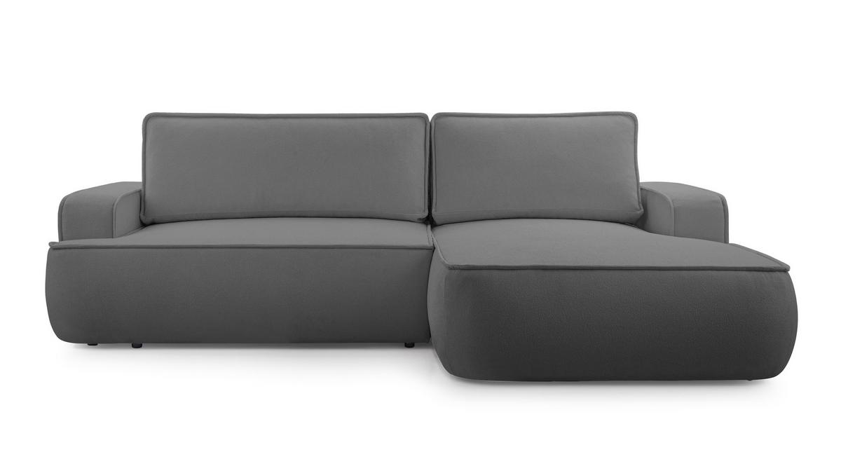 ECKSOFA L Form Ablia Dunkelgrau 267/168/87 cm mit Schlaffunktion R - Dunkelgrau/Schwarz, Kunststoff/Textil (267/168cm) - AX Living