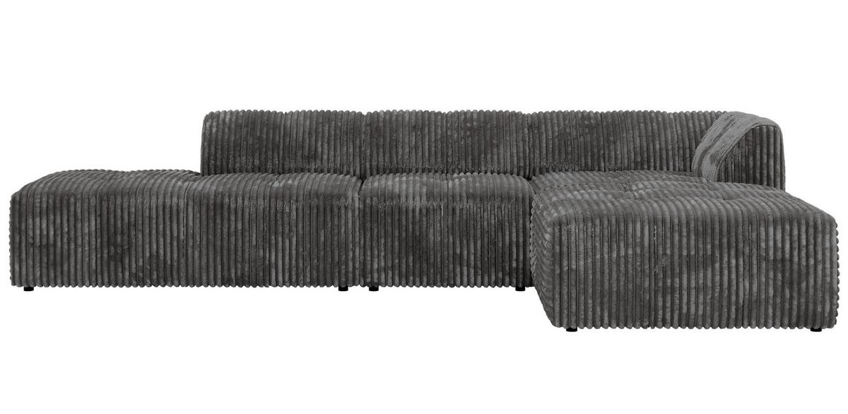 ECKSOFA GRIDA 4M L Grau Cord - Rechts - Schwarz/Grau, Kunststoff/Textil (176/335cm) - MKS