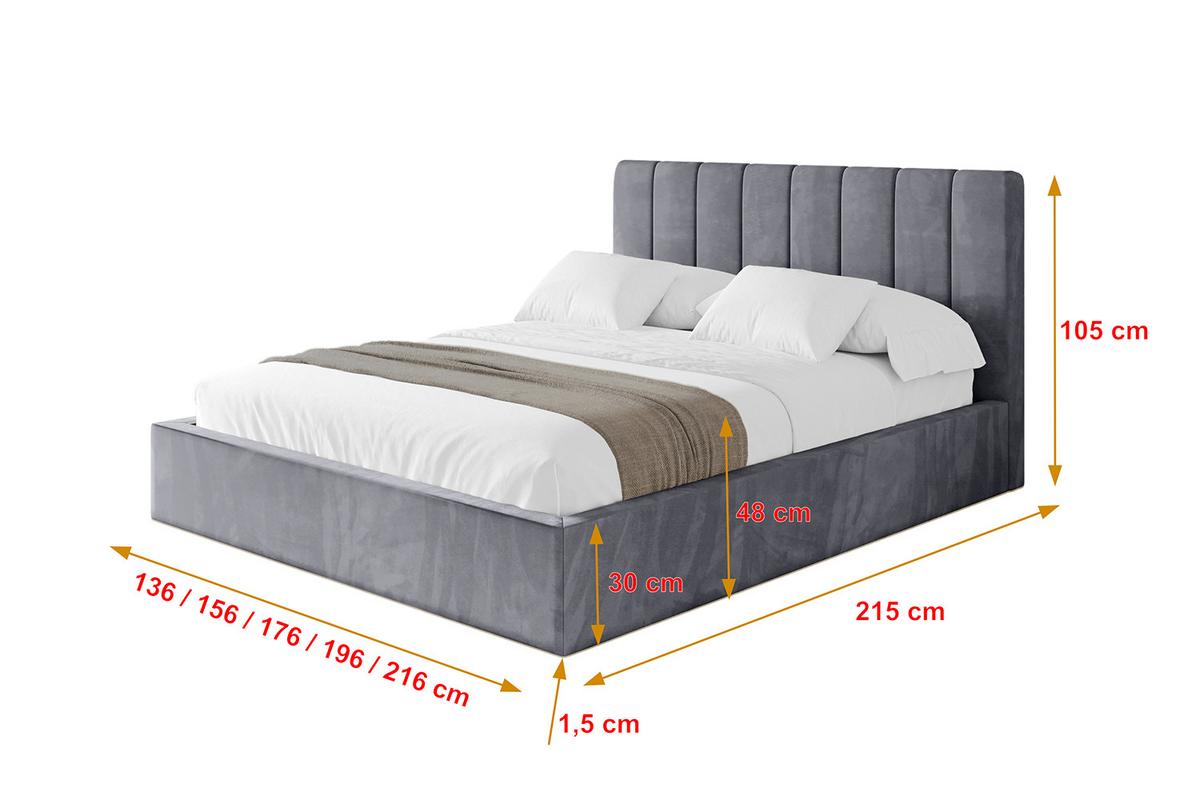 POLSTERBETT mit Bettkasten und Lattenrost, Bett mit Matratze H3/H4 - STERA 160x200 Dunkelgrau - Dunkelgrau, Holzwerkstoff/Textil (160/200cm) - ALTDECOR