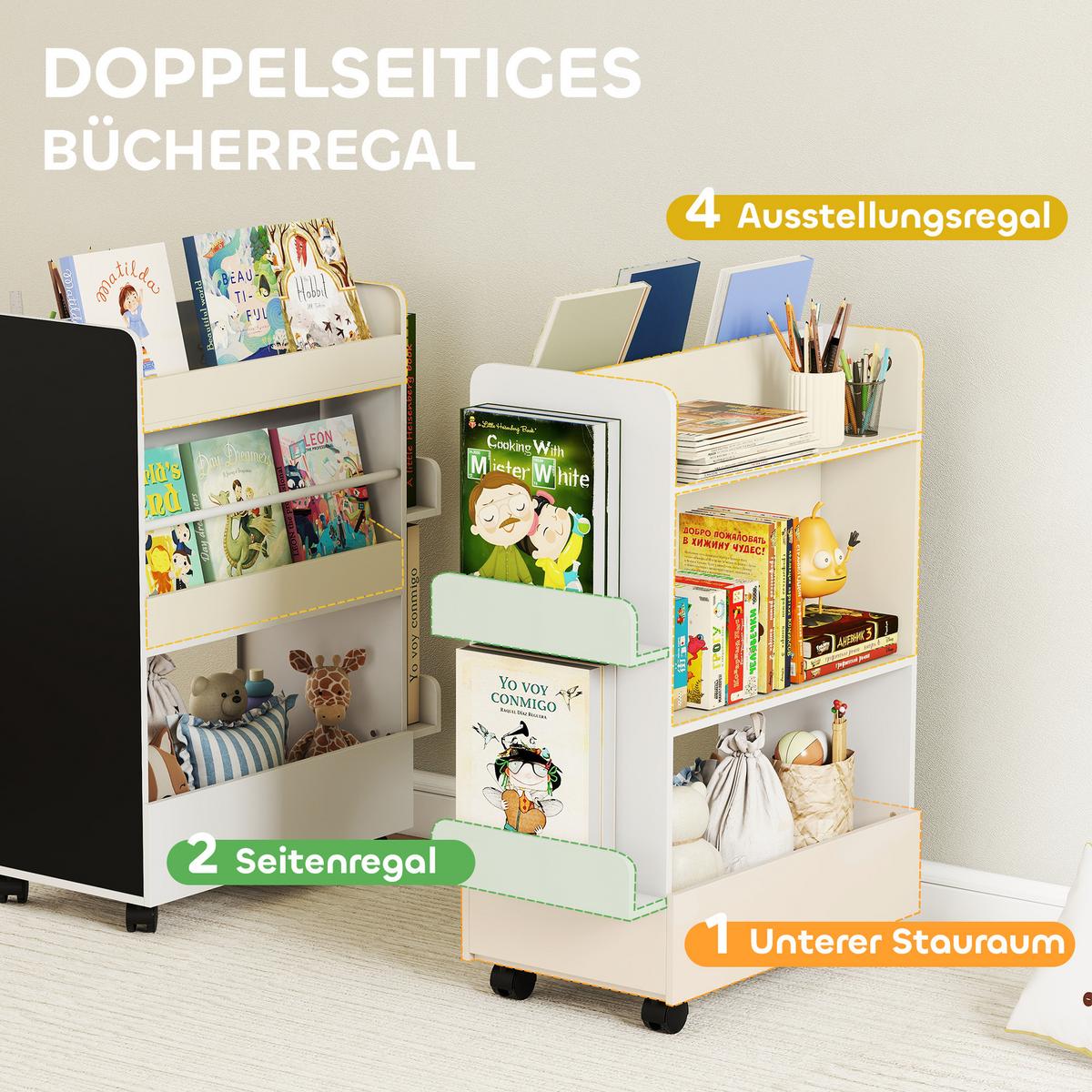 KINDER-BÜCHERREGAL MDF Weiß - Weiß, Holzwerkstoff (32.5/86.5/66.5cm) - AIYAPLAY