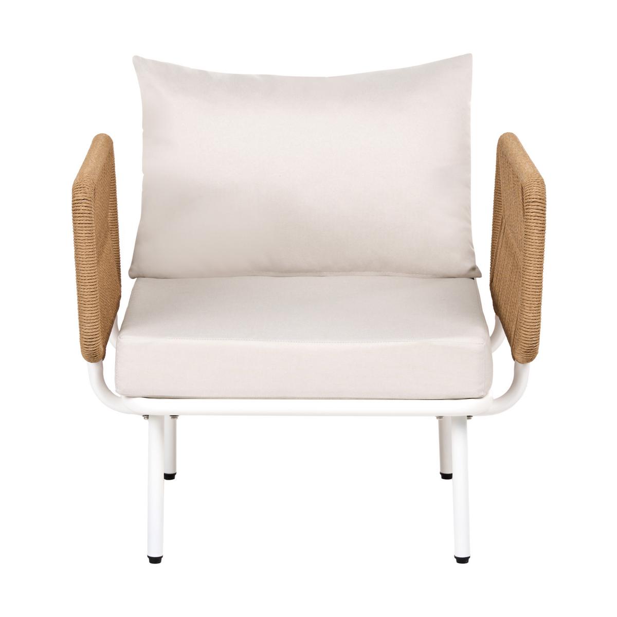 GARTENSESSEL Hellbeige Baucina - Beige/Weiß, Metall (77/75/68cm) - Beliani