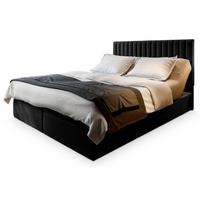 BOXBETT MURLO 200x200 cm mit Matratze und Topper, H2+H3 - Schwarz - Schwarz, Holz (200/200cm) - MASSENO
