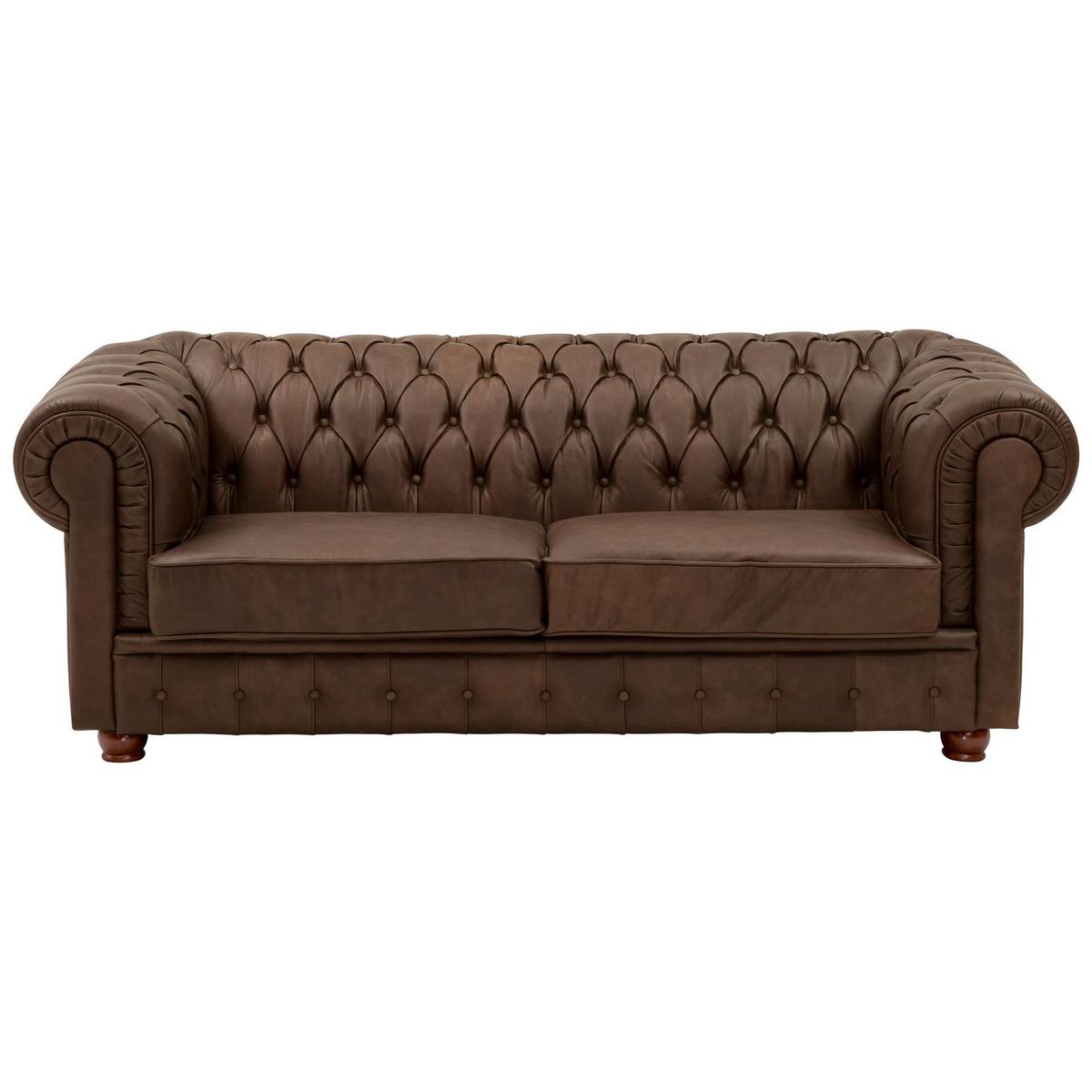 SOFA 3-Sitzer Kalea Echtleder (Antikoptik) braun - Braun, Leder (200/76/98cm) - 58aufmkessel