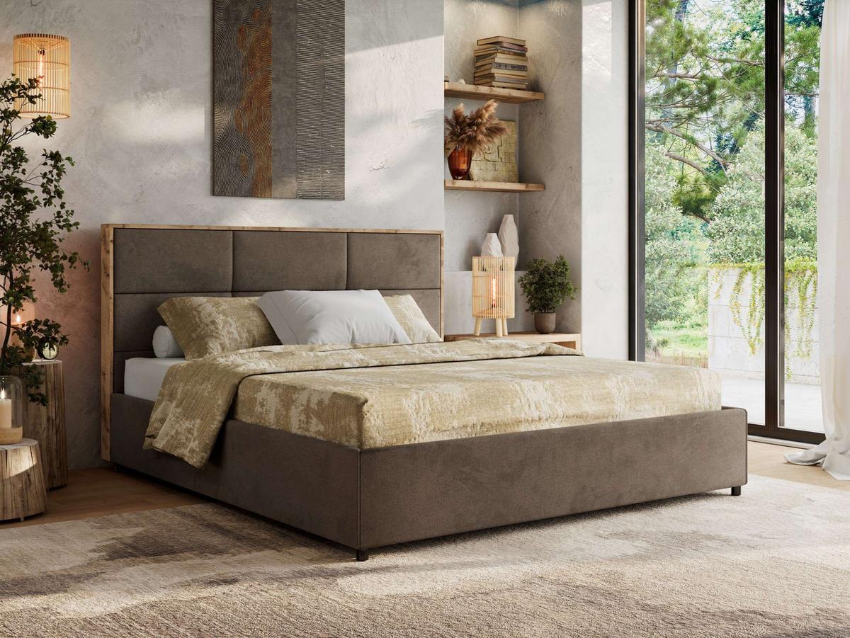 POLSTERBETT LERIO CLASSIC 140/200 - Braun Velvet - Pocket-Matratze - Braun, Textil (140/200cm) - MKS