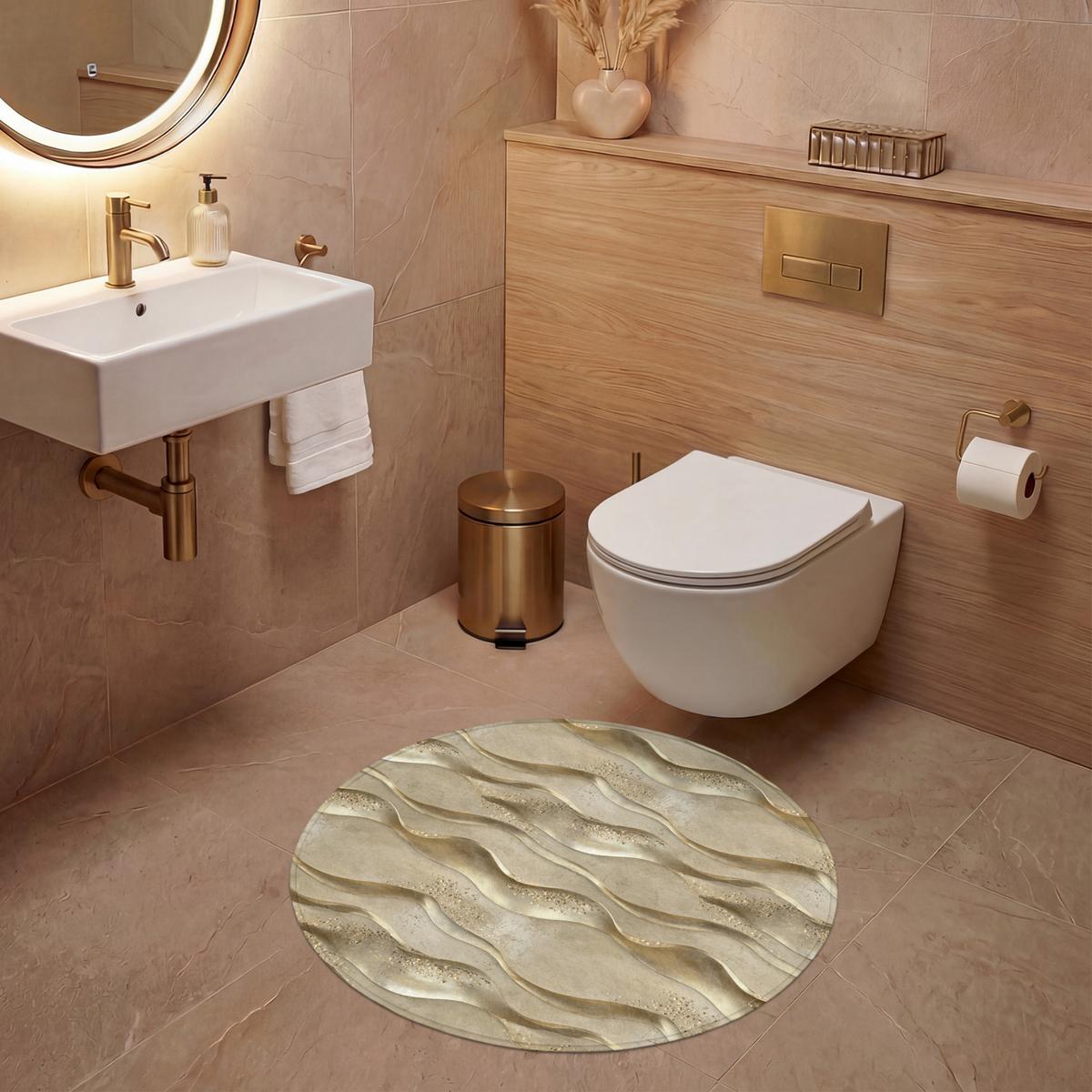 WC-VORLEGER Wellen - Muster - Gold Toilettenteppich 70x70 cm - Messingfarben, Textil (70/1cm) - OnlyWow