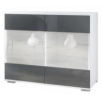 KOMMODE Bari Grau Hochglanz - Grau, Holzwerkstoff (92.5/75.5/35cm) - Vladon