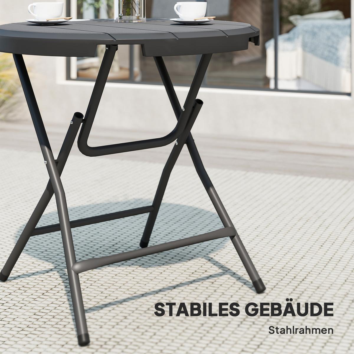 GARTENTISCH, Dunkelgrau, Stahl, HDPE - Dunkelgrau, Metall (80/80/73cm) - Outsunny