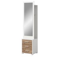 KOMPAKTGARDEROBE weiß, Eiche Nox, Garderobe mit Spiegel 45 x 190 cm - Eichefarben/Silberfarben, Glas/Holzwerkstoff (45/190/38cm) - Inn.Furn