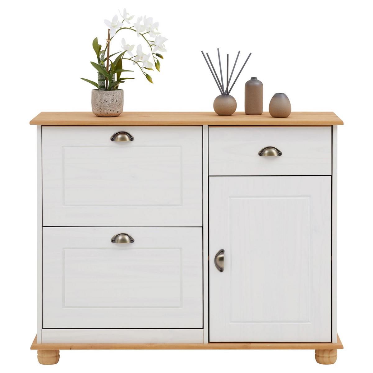 SCHUHSCHRANK COLMAR weiß/braun - Weiß/Braun, Holz (106/85/32cm) - IDIMEX