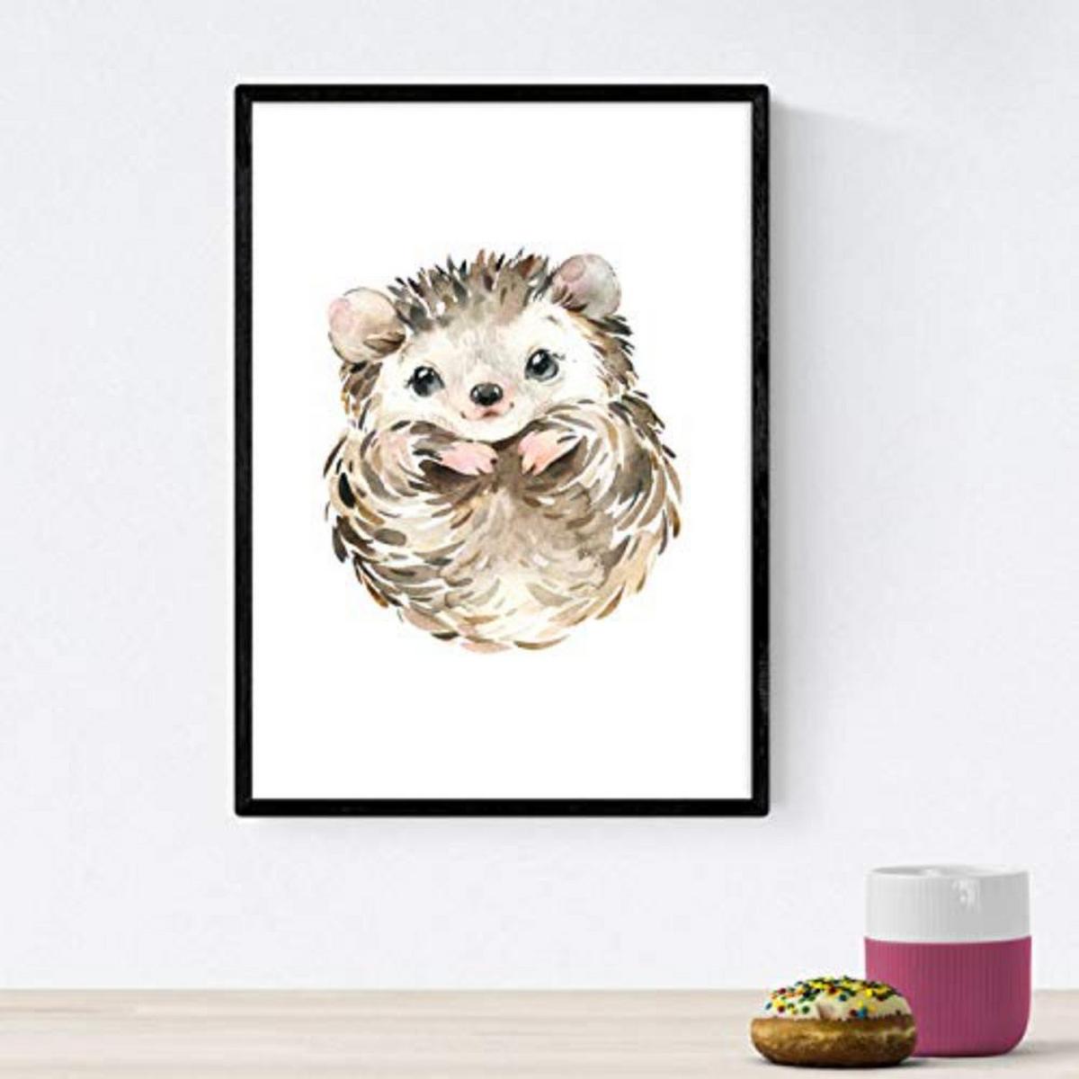 POSTER Set mit 4 Schwein Ziege Igel Esel A4 Rahmenlos - Klar, Papier (29.7/3cm) - Nacnic