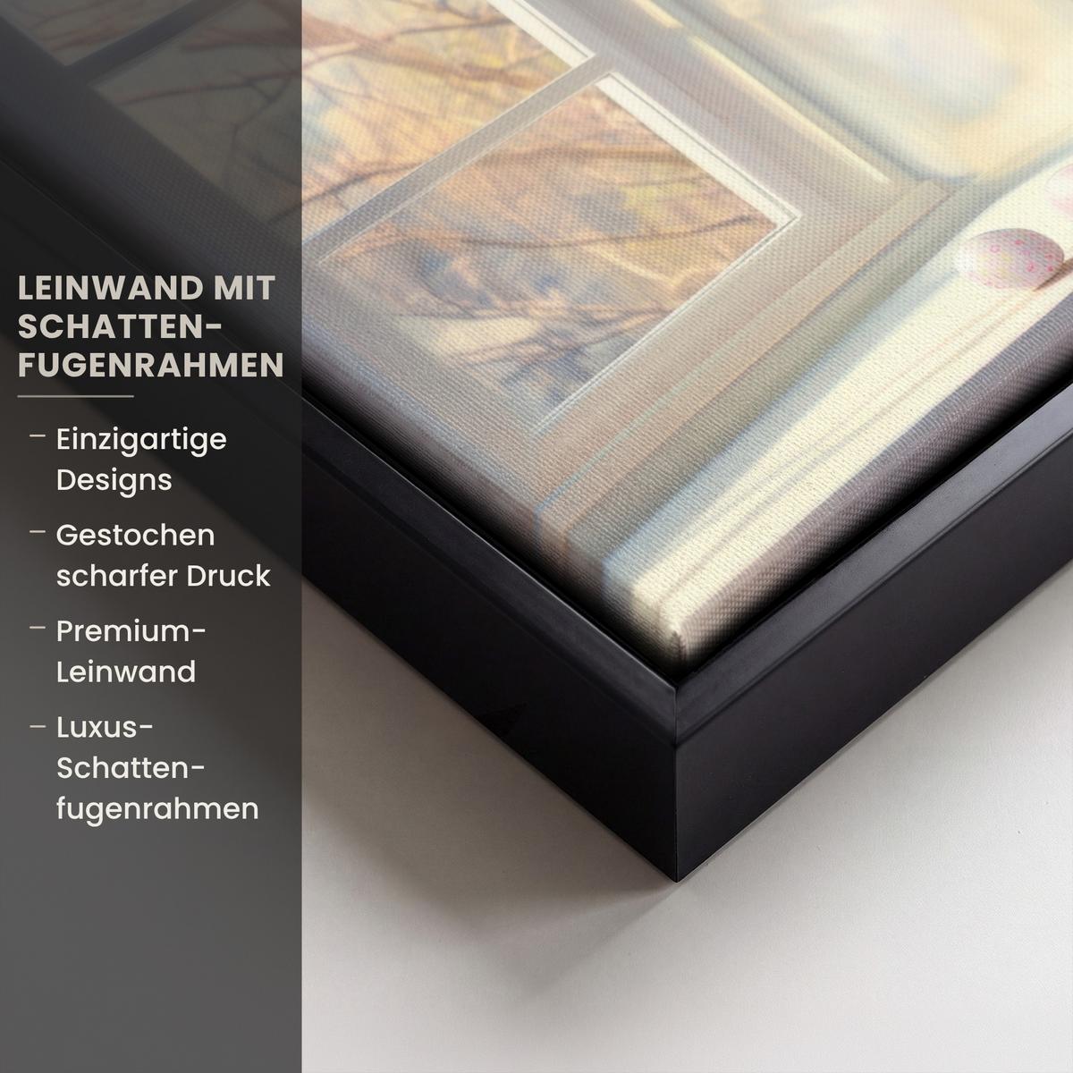 LEINWAND Bilder mit Rahmen - Stillleben - Vase - Osterzweig - 30x20 - Hellblau, Textil (30/20cm) - MuchoWow