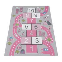 KINDERTEPPICH Waschbar, mit Hüpfkästchen-Motiv, Rosa, 200 x 290 cm - Rosa, Textil (290/200cm) - KADIMA DESIGN