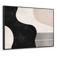 LEINWAND Bilder mit Rahmen - Abstrakt - Japandi - Beige - Modern - 80x60 - Schwarz, Textil (80/60cm) - MuchoWow