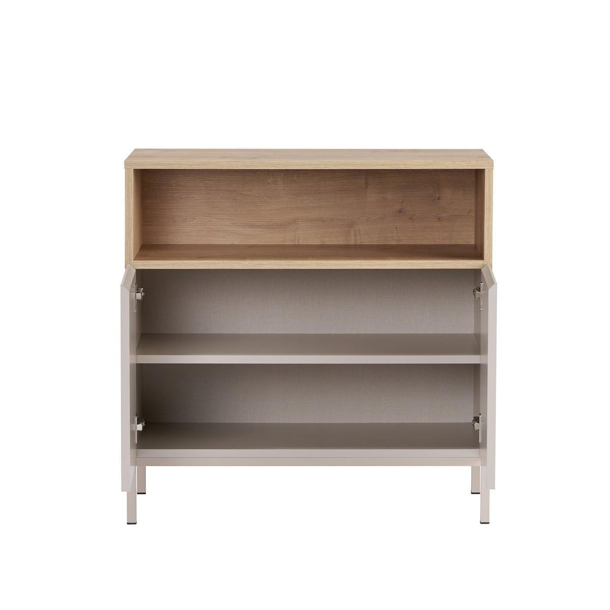 SIDEBOARD 2 Türen Fach Kaschmir- und Holzdekor 40/80/80 cm - Beige, Holzwerkstoff (40/80/44cm) - Calicosy