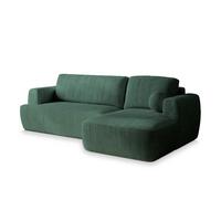 ECKSOFA SENTI P R-S Grün Kordstoff mit Schlaffunktion - Schwarz/Grün, Holz/Kunststoff (246/148cm) - MASSENO