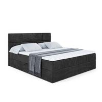BOXBETT mit Matratze H4 und Lattenrost - ARDENI - 180x200 cm - H4 - Schwarz - Schwarz, Holzwerkstoff (180/200cm) - ALTDECOR