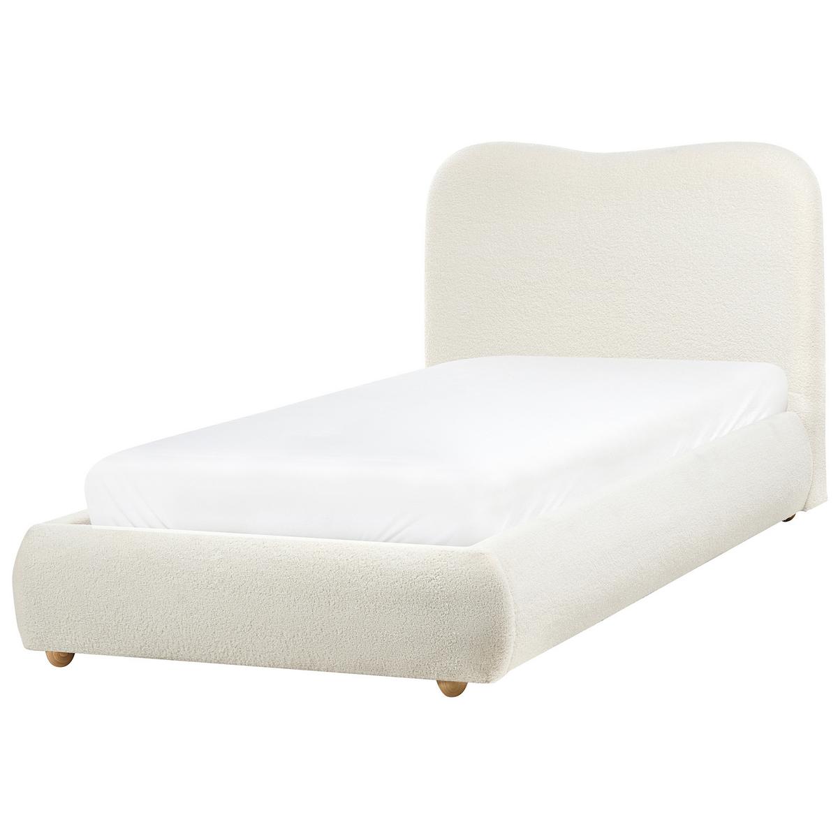 BETT mit Stauraum 90/200 cm Bouclé Cremeweiß Blagnac - Creme, Textil (90/200cm) - Beliani