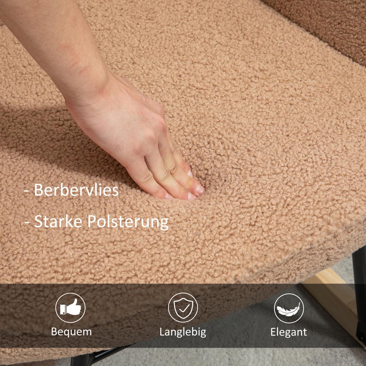 SCHAUKELSTUHL Sessel Relaxsessel bis 120 kg, Polyester, Braun 98x71x101cm - Braun/Naturfarben, Buchenholz/Textil (98/101/71cm) - HOMCOM