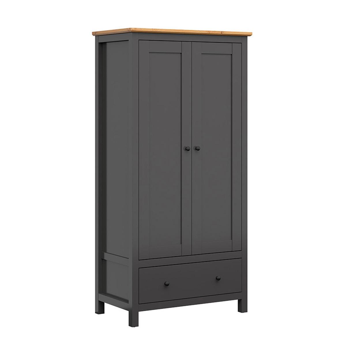 SCHRANK 2 Türen Duck Anthrazitgrau und Holz - Grau, Holzwerkstoff (101/203/57cm) - Petits-meubles
