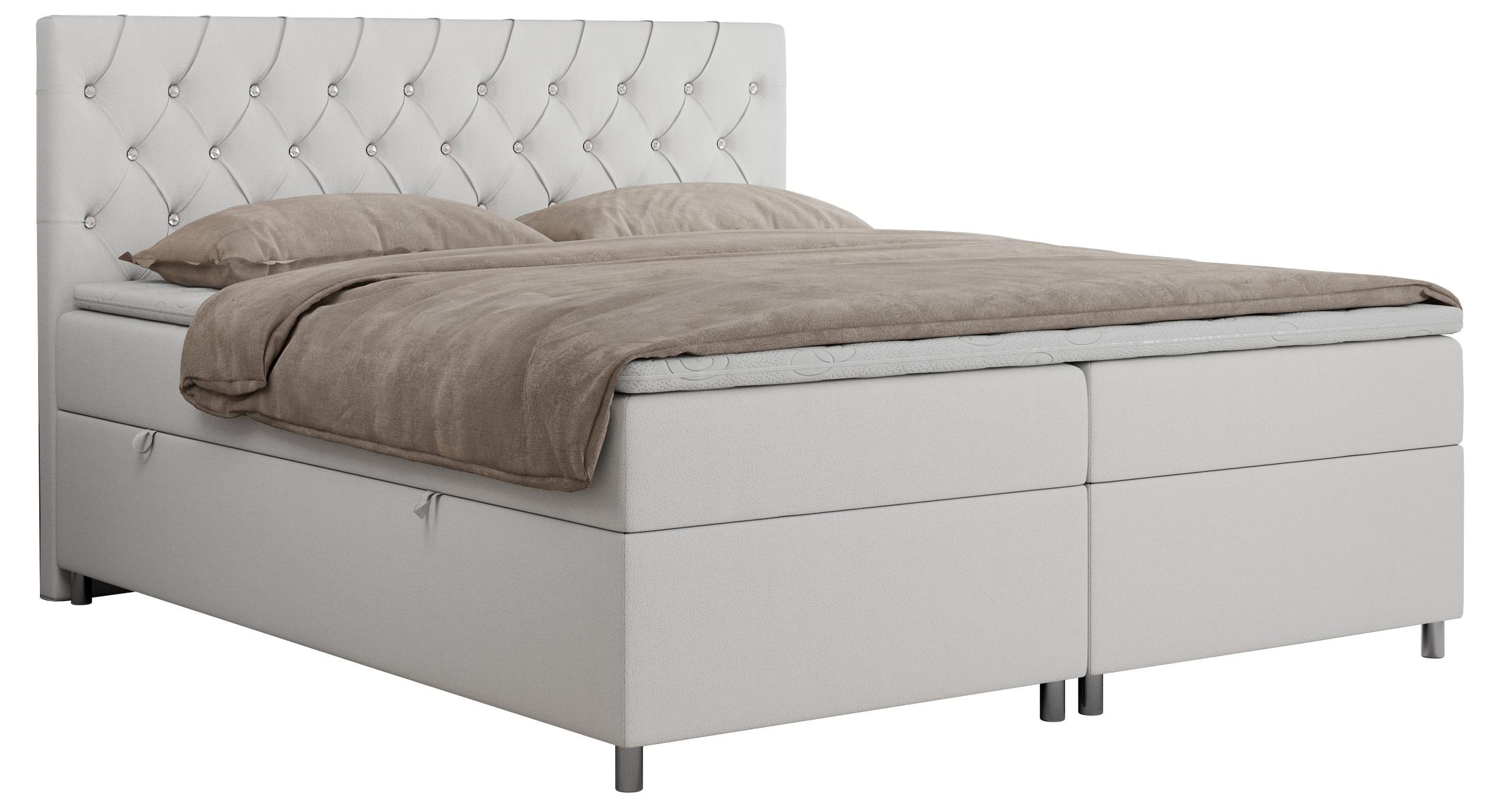BOXBETT ROMA 120/200 - Weiß Kunstleder - H3 - Weiß, Holz/Textil (120/200cm)