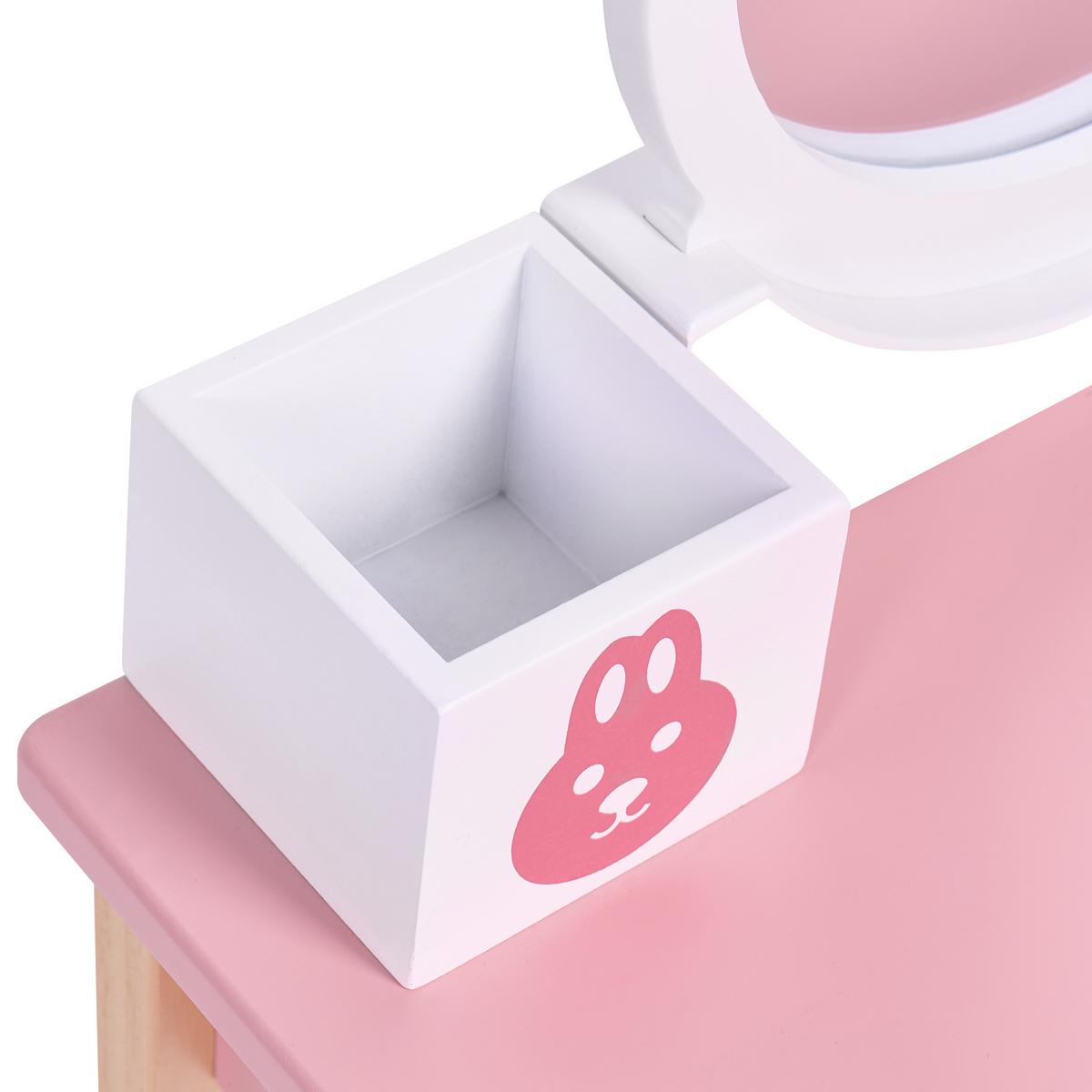 KINDERSCHMINKTISCH mit Stuhl Rosa Lenah - Pink/Weiß, Holz/Holzwerkstoff (50/91/30cm) - Beliani