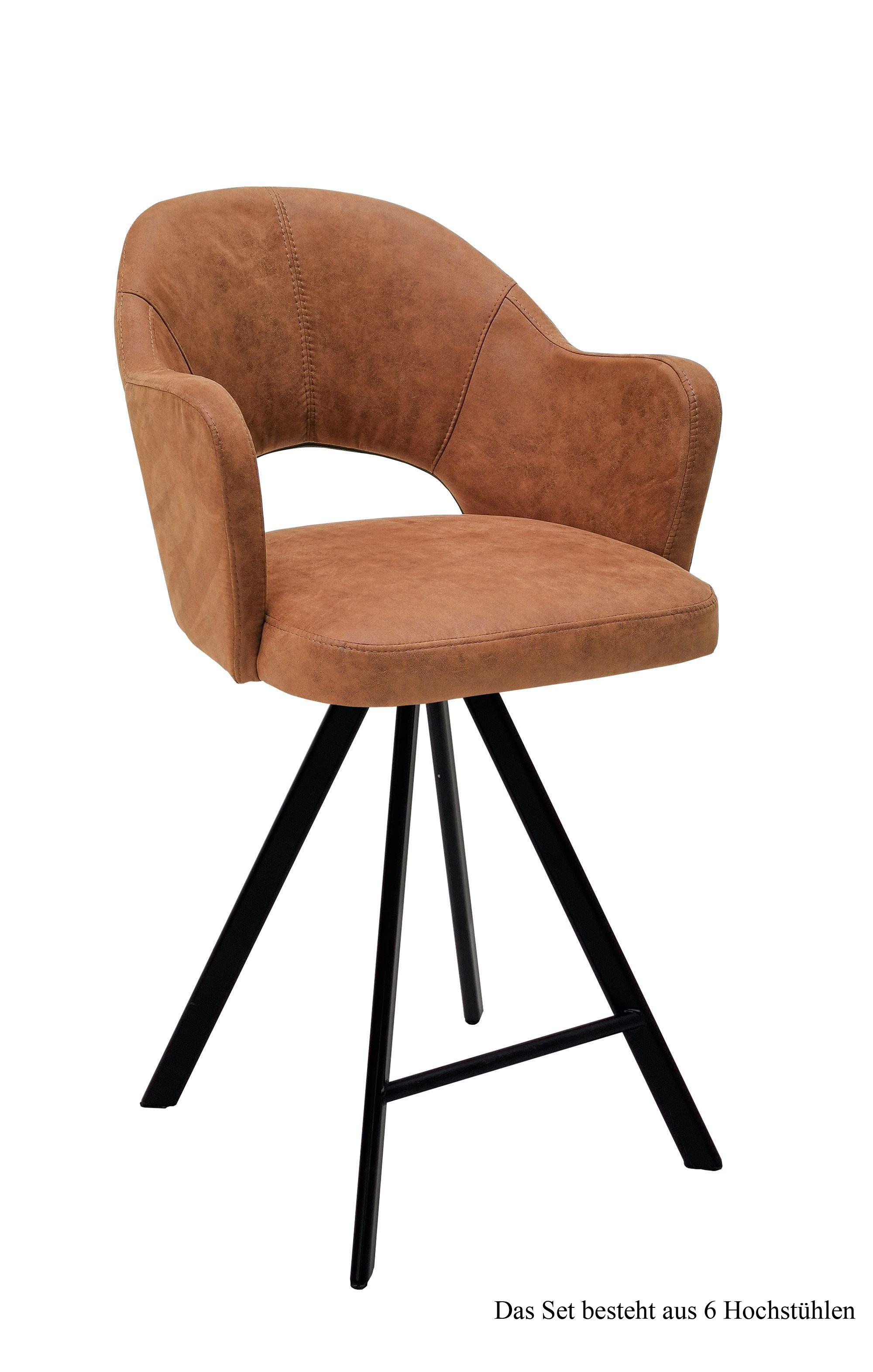THEKENSTUHL drehbar (6er-Set) Diandra 59x104x61 Schwarz/Cognac - Cognac/Schwarz, Kunststoff (61/104/59cm) - 58aufmkessel