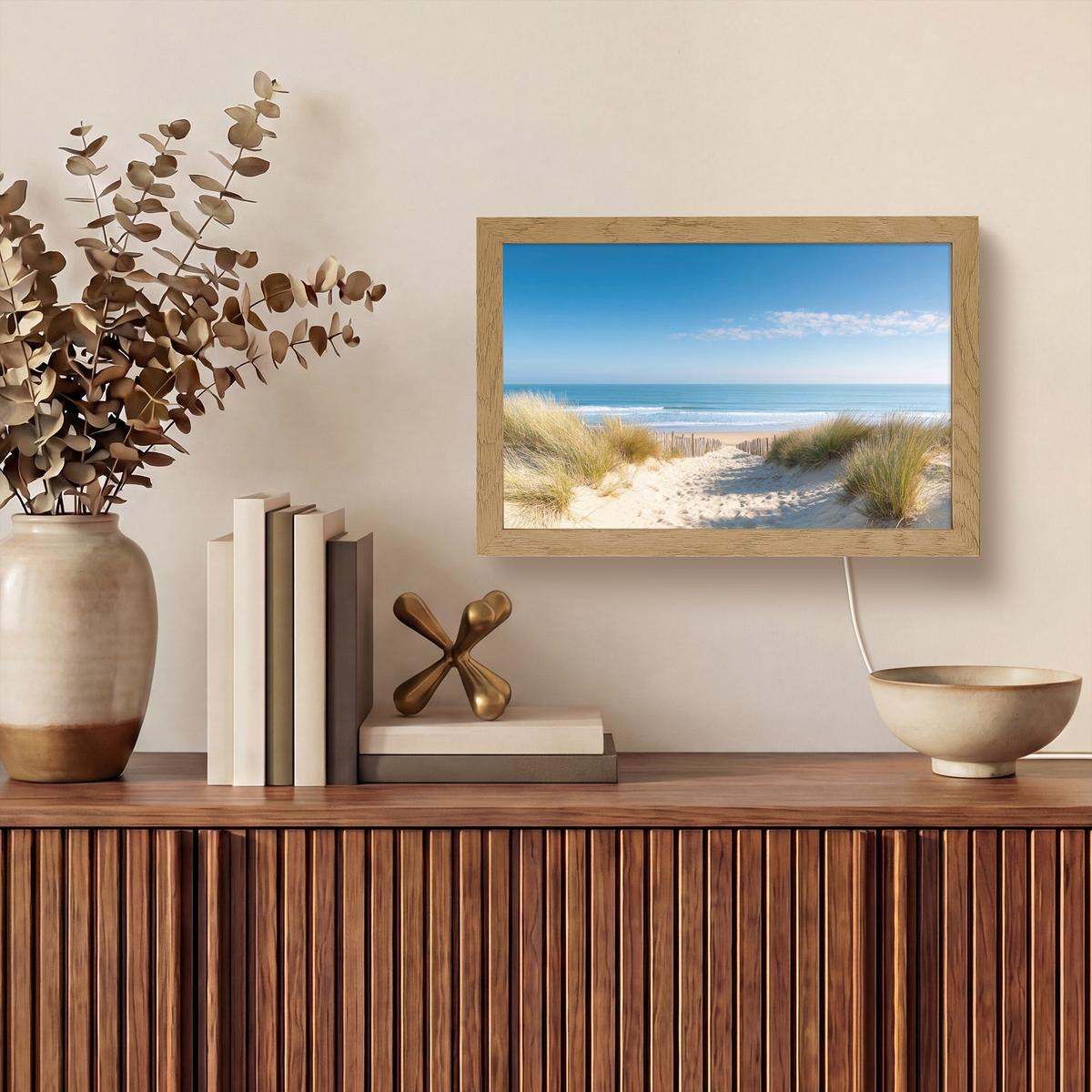 WANDLEUCHTE Strand - Meer - Düne - Sand - Sommer 30x20 cm - Sandfarben, Holzwerkstoff (30/20/8cm) - OnlyWow