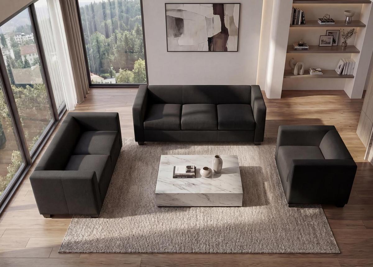 SOFAGARNITUR Schwarz 3er-Set - Schwarz, Textil (400/70/300cm) - MCW