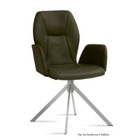 ARMLEHNSTUHL (6er-Set) Dottie 58x92x60 Edelstahl/Khaki - Dunkelgrün/Edelstahlfarben, Kunststoff (60/92/58cm) - 58aufmkessel