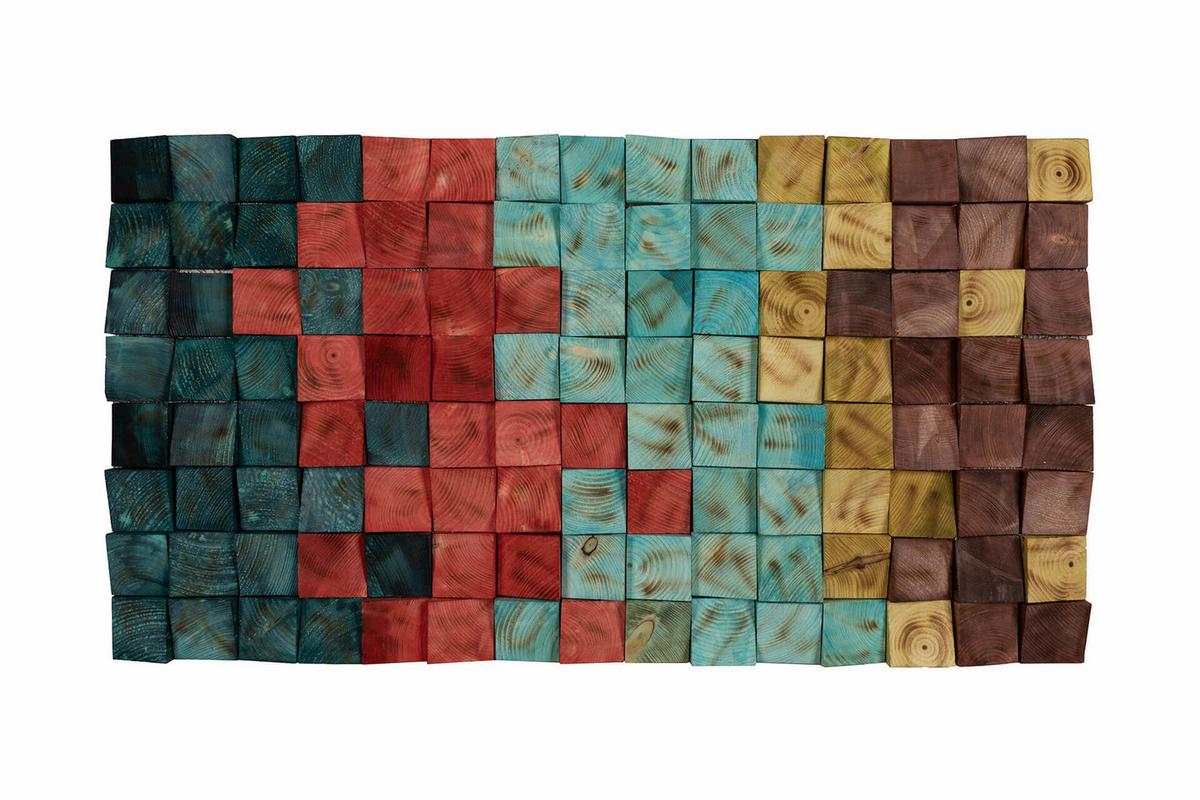HOLZBILD Bunt 102/55 cm - Multicolor, Holz (6.5/55cm) - KUNSTLOFT