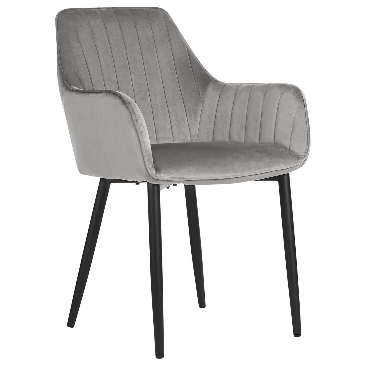 ESSZIMMERSTUHL 2er-Set Samtstoff dunkelgrau Wellston - Schwarz/Grau, Textil (60/84/61cm) - Beliani