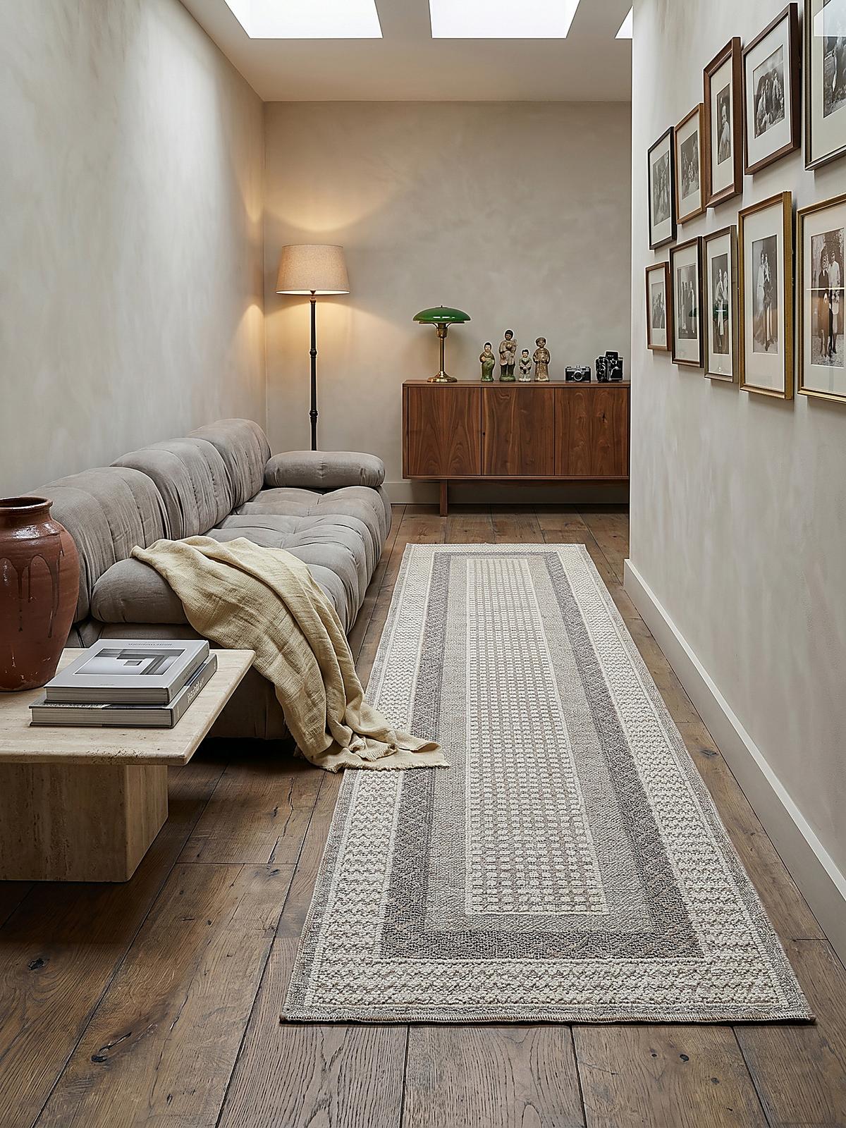 KURZFLORTEPPICH Waschbar NORA, mit Bordüre, Grau, 78 x 300 cm - Grau, Textil (300/78cm) - KADIMA DESIGN