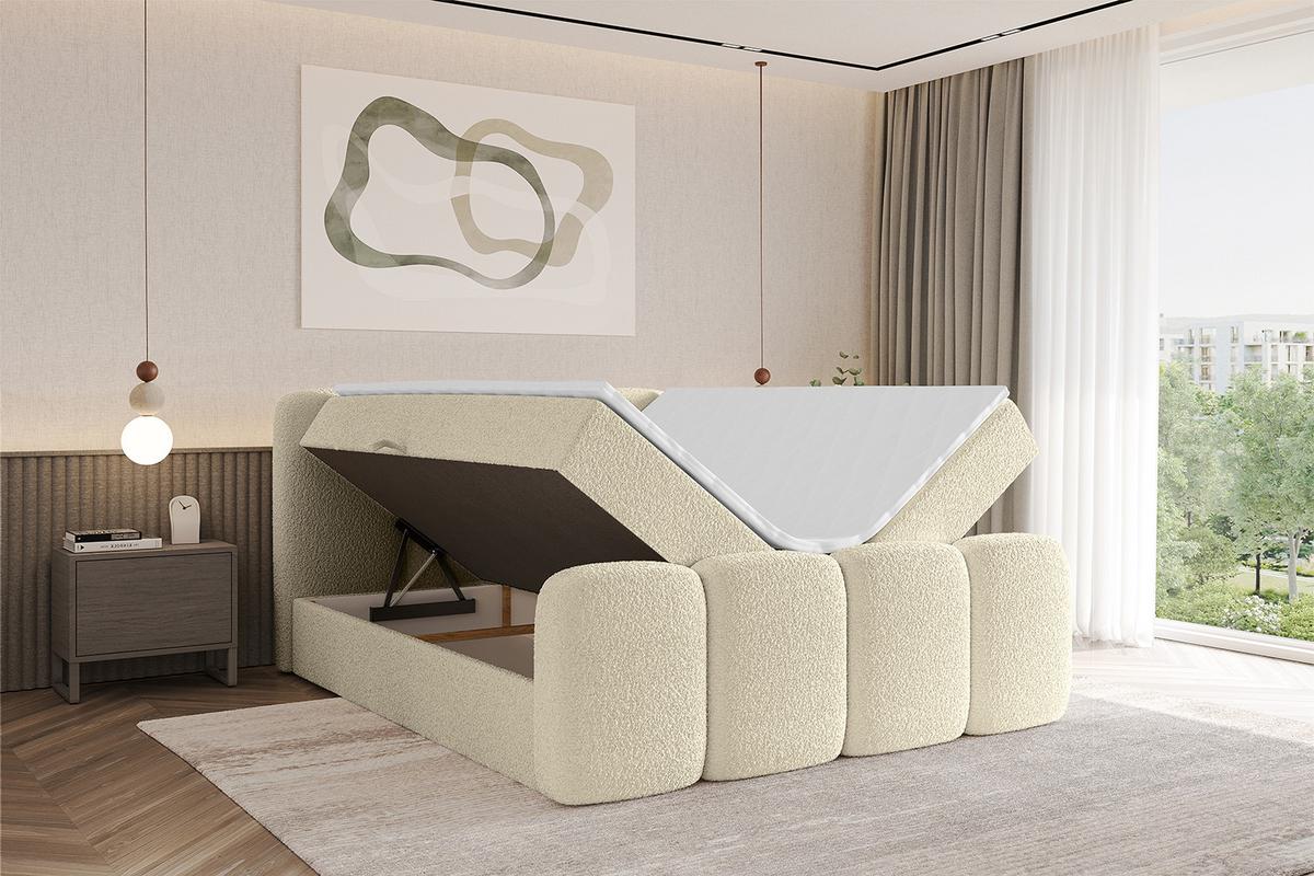 BOXBETT mit Matratze H4 und Lattenrost - NINA-Z - 140x200 cm - Beige - Sandfarben, Holzwerkstoff (140/200cm)