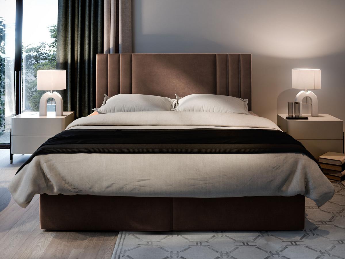 BOXBETT BRES 140x200 cm mit Matratze und Topper - Braun - Braun, Holz (140/200cm) - MASSENO