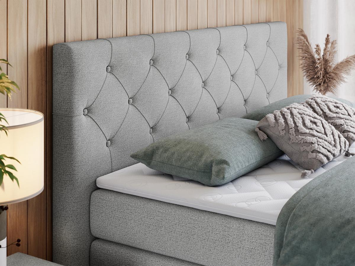 BOXSPRINGBETT KING VELEN 140/200 Hellgrau Struktur - H3 - Hellgrau, Holz/Textil (140/200cm) - MKS