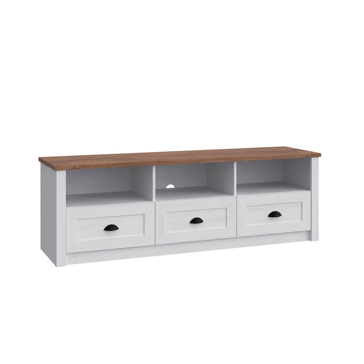 TV-MÖBEL Léandre Weiß und Holz - Weiß, Holzwerkstoff (158/48.6/43cm) - Petits-meubles