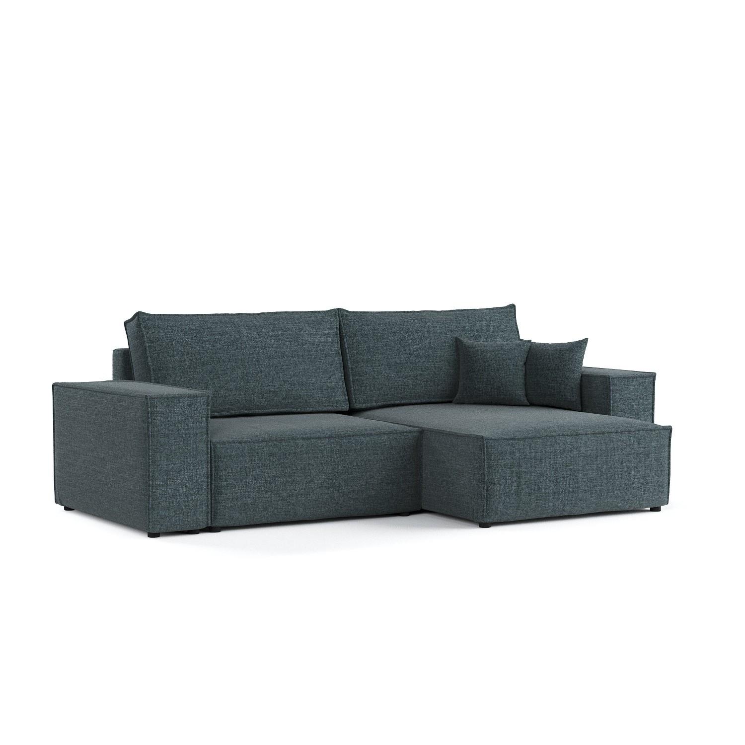 ECKSOFA CAVO mit Schlaffunktion Blaugrau im City Stoff - Blaugrau/Schwarz, Holz/Holzwerkstoff (255/148cm) - AltaBeds