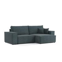 ECKSOFA CAVO mit Schlaffunktion Blaugrau im City Stoff - Blaugrau/Schwarz, Holz/Holzwerkstoff (255/148cm) - AltaBeds