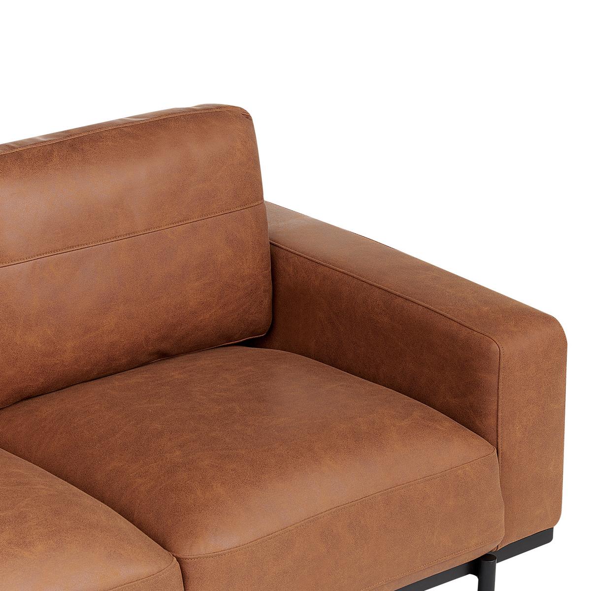 3-SITZER-SOFA Stoff braun Lederoptik Sovik - Braun, Textil (215/72/87cm) - Beliani