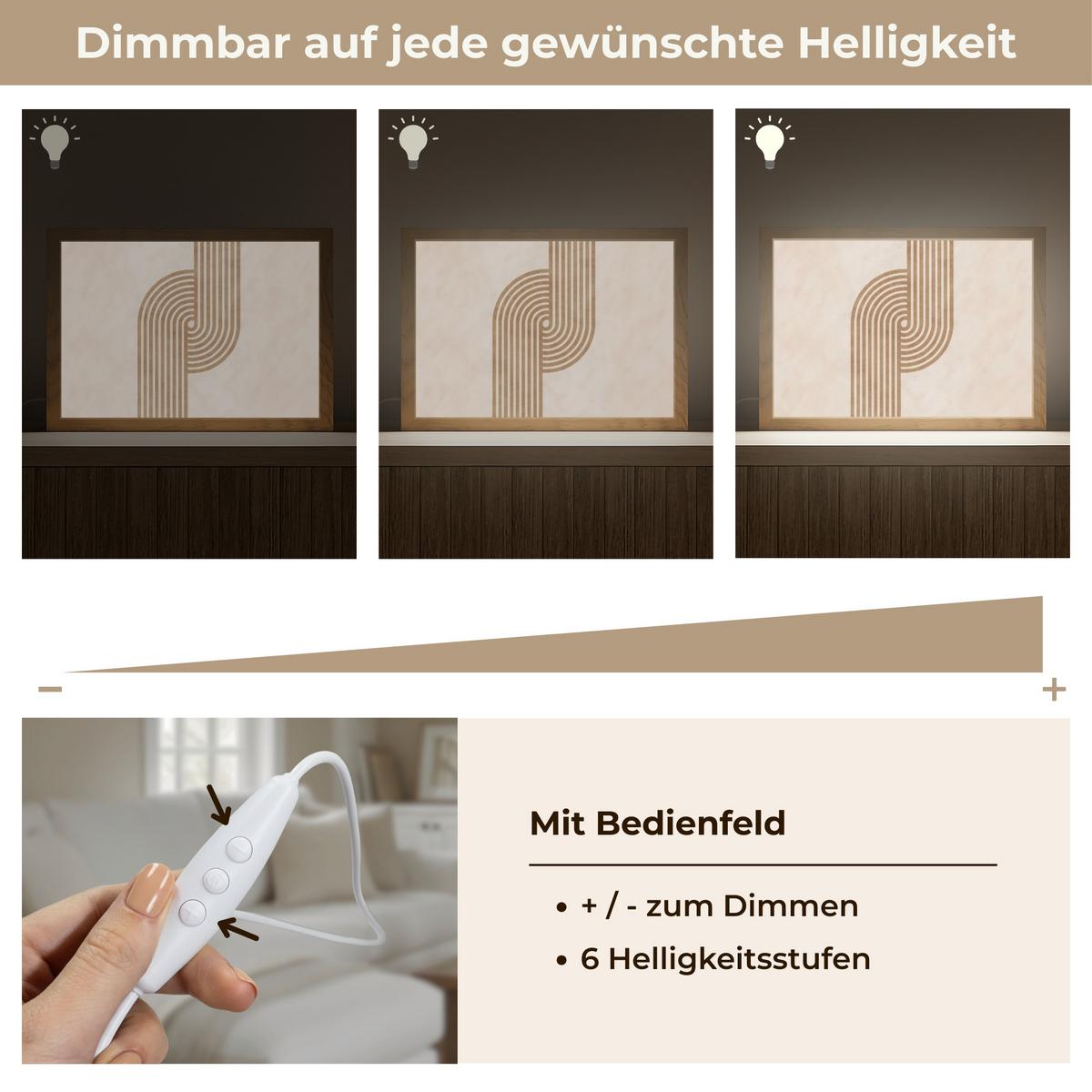 TISCHLEUCHTE Symmetrische Biegung - kupferfarbig 30x20 cm - Cappuccino, Holzwerkstoff (8/30/20cm) - OnlyWow