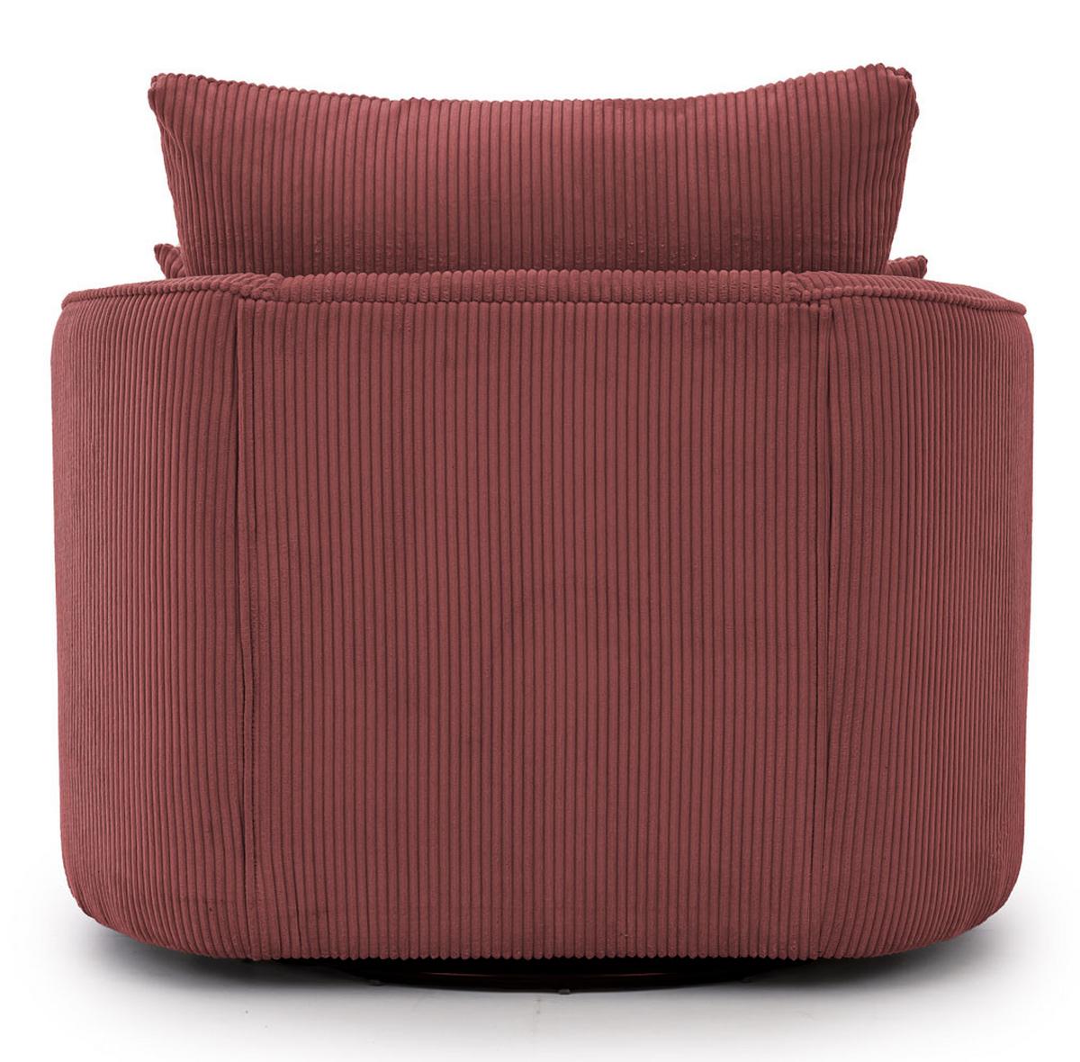 DREHSESSEL Ted aus Terrakotta Cord-Stoff - Terracotta/Schwarz, Holz/Textil (107/94/100cm) - S-Style Möbel