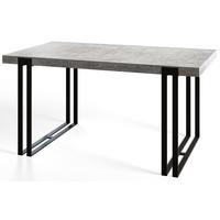 ESSZIMMERTISCH ROSA 200X90X77 cm, Farbe: Hellgrau, mit Metallbeinen in Farbe Schwarz - Schwarz/Grau, Holzwerkstoff (200/90/77cm) - Alpi-Möbel